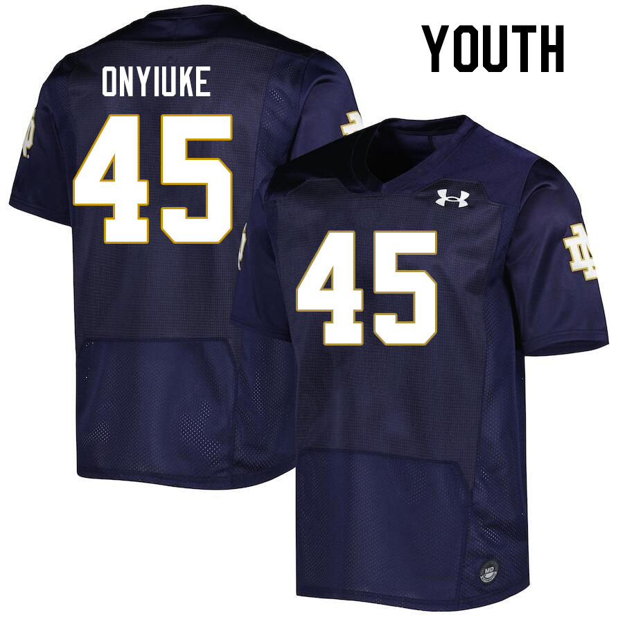 Youth #45 Kobi Onyiuke Notre Dame Fighting Irish College Football Jerseys Stitched-Navy